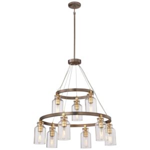 Minka Lavery Morrow 9 Light Transitional Chandelier in Harvard Court Bronze with Gold Highlights