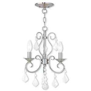 Donatella 3-Light Mini Chandelier with Ceiling Mount in Brushed Nickel