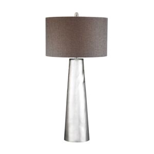Tapered Cylinder 1-Light Table Lamp in Silver Mercury