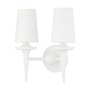 Torch 2-Light Wall Sconce in White Plaster