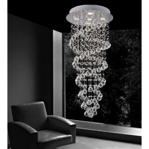CWI Double Spiral 5 Light Flush Mount With Chrome Finish