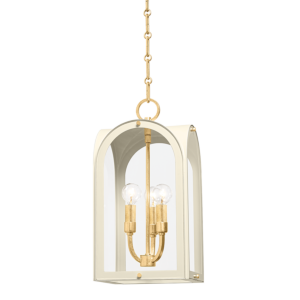 Lincroft 3-Light Lantern in Vintage Gold Leaf With Soft Sand