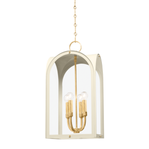 Lincroft 4-Light Lantern in Vintage Gold Leaf With Soft Sand