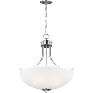 Sea Gull Geary 3 Light 21 Inch Pendant Light in Brushed Nickel