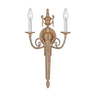Crystorama 2 Light 20 Inch Wall Sconce in Matte Brass
