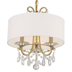 Crystorama Othello 3 Light 15 Inch Chandelier in Vibrant Gold with Hand Cut Crystal Crystals