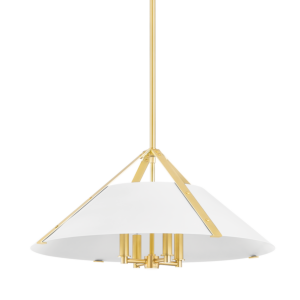 Raymond 4-Light Pendant in Aged Brass With Soft White