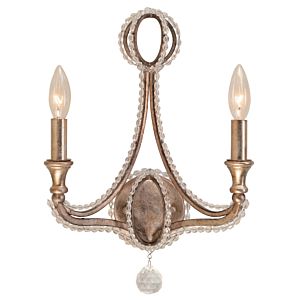 Crystorama Garland 2 Light 17 Inch Wall Sconce in Distressed Twilight with Hand Cut Crystal Beads Crystals