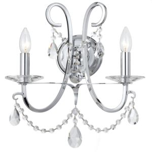 Crystorama Othello 2 Light 16 Inch Wall Sconce in Polished Chrome with Clear Spectra Crystals