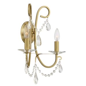 Crystorama Othello 2 Light Wall Sconce in Vibrant Gold with Swarovski Strass Crystal Crystals