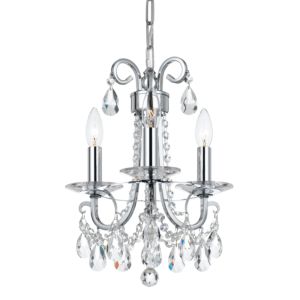 Crystorama Othello 3 Light 16 Inch Chandelier in Polished Chrome with Clear Swarovski Strass Crystals