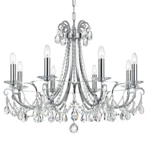 Crystorama Othello 8 Light 25 Inch Transitional Chandelier in Polished Chrome with Clear Swarovski Strass Crystals