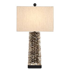 Currey & Company 30 Inch Villamare Table Lamp in Natural and Satin Black