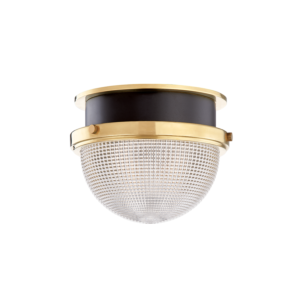  Lucien Flush Ceiling Light in Aged Brass and Black
