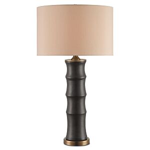 Currey & Company 31 Inch Roark Table Lamp in Matte Black and Antique Brass