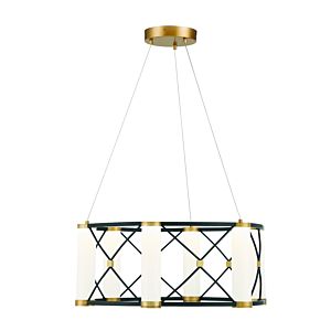 Aries 6-Light LED Pendant in Matte Black with Burnished Brass Accents