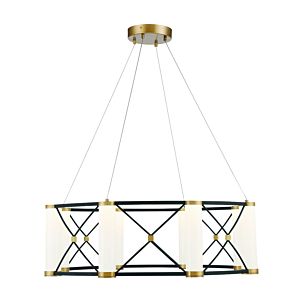 Aries 8-Light LED Pendant in Matte Black with Burnished Brass Accents