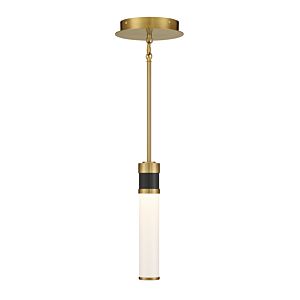 Savoy House Abel LED Mini Pendant in Matte Black with Warm Brass Accents
