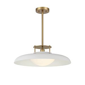 Savoy House Gavin 1 Light Pendant in White with Warm Brass Accents