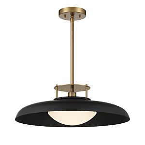 Gavin 1-Light Pendant in Matte Black with Warm Brass Accents