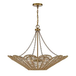 Savoy House Cyperas 5 Light Pendant in Warm Brass and Rope