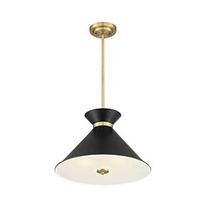 Savoy House Lamar by Brian Thomas 3 Light Pendant in Matte Black with Warm Brass Accents