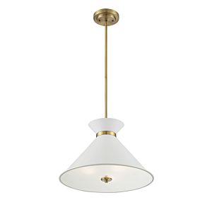Lamar Pendant in White with Brass Accents
