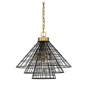 Savoy House Lenox 5 Light Pendant in Matte Black with Warm Brass Accents