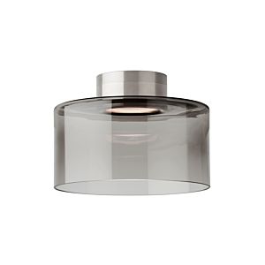 Visual Comfort Modern Manette 3000K LED 11" Ceiling Light in Satin Nickel and Transparent Smoke