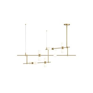 Visual Comfort Modern ModernRail 12-Light Multi-Tier Chandelier in Aged Brass and Glass Cylinders