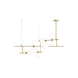 Visual Comfort Modern ModernRail 12-Light Multi-Tier Chandelier in Aged Brass and Glass Orbs