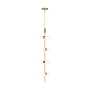 Tech ModernRail 8 Light 36 Inch Pendant Light in Aged Brass and Glass Cylinders