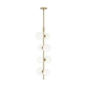 Tech ModernRail 8 Light 36 Inch Pendant Light in Aged Brass and Glass Orbs