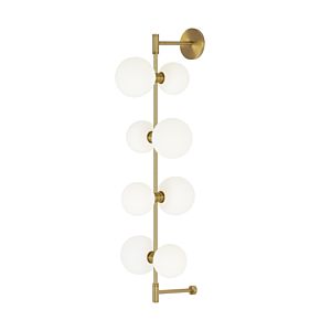 Tech ModernRail 8 Light 36 Inch Wall Sconce in Aged Brass and Glass Orbs