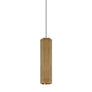 Blok 1-Light LED Pendant in Aged Brass with Aged Brass