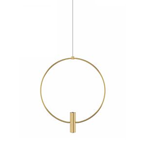 Layla 1-Light LED Pendant in Natural Brass