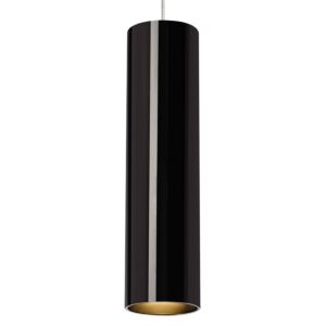 Piper 1-Light LED Pendant in Black with Satin Nickel