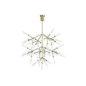 Visual Comfort Modern Spur 45-Light 2700K LED Multi-Tier Chandelier in Aged Brass and Frost