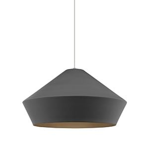 Tech Brummel 2700K LED 11 Inch Pendant Light in Satin Nickel and Charcoal Gray