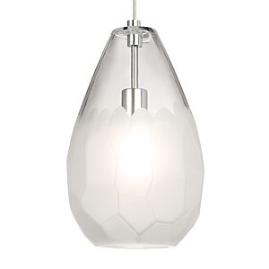 Visual Comfort Modern Briolette 14" Pendant Light in Satin Nickel and Frost
