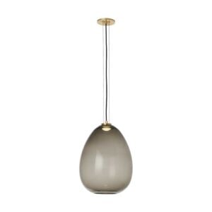 Kapoor 1-Light LED Pendant in Transparent Smoke with Natural Brass