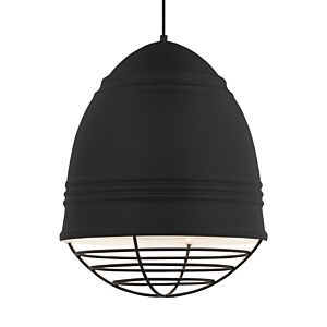 Tech Loft 17 Inch Pendant Light in Rubberized Black with White Interior