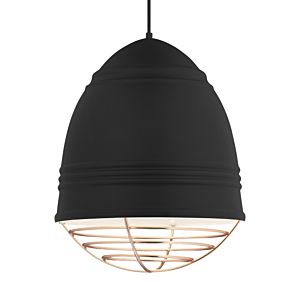 Visual Comfort Modern Loft 3-Light 2700K LED 22" Pendant Light in Rubberized Black with White Interior