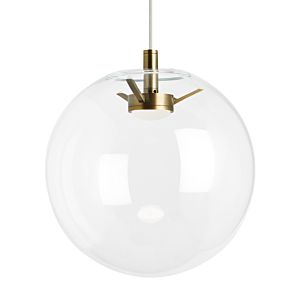 Tech Palona 3000K 2200K LED 14 Inch Pendant Light in Aged Brass and Clear