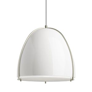 Paravo 1-Light Pendant in Gloss White with Satin Nickel