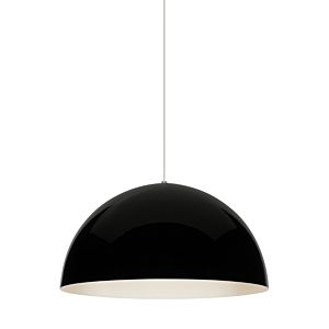 Visual Comfort Modern Powell 3000K LED 12" Pendant Light in Black and Gloss Black/White