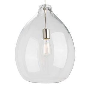 Visual Comfort Modern Quinton 20" Pendant Light in Satin Nickel and Clear