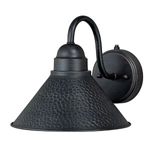 Outland 1-Light Outdoor Wall Mount in Aged Iron and Light Gold