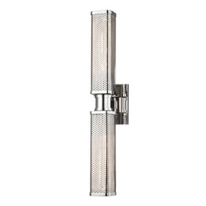 Hudson Valley Gibbs 2 Light 22 Inch Wall Sconce in Polished Nickel