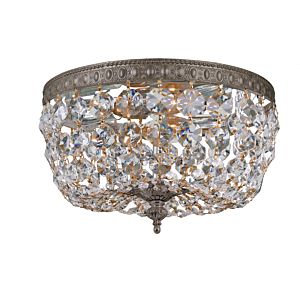 Crystorama 2 Light 10 Inch Ceiling Light in English Bronze with Clear Spectra Crystals